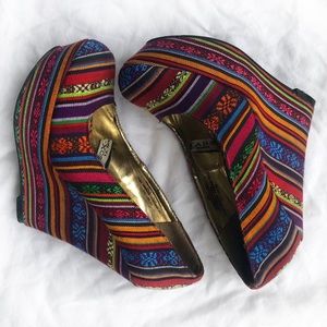 Mossimo Target Aztec Colorful Platform Wedges